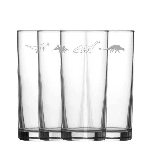 Engraved Dinosaur Pattern Hiball Set of 4 12oz Glasses - part of the  collection