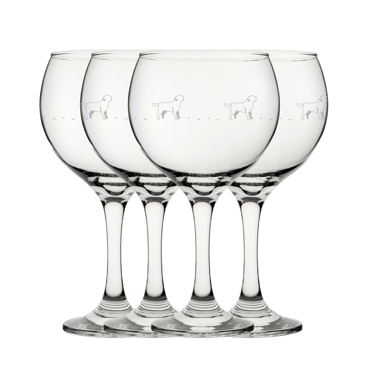 Engraved Dog Pattern Gin Balloon Set of 4 22.5oz Glasses - part of the  collection