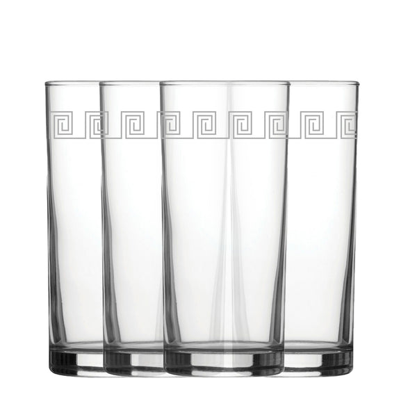 Engraved Geometric Swirls Set of 4 Patterned Hiball 12oz Glasses - part of the  collection