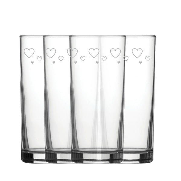 Engraved Hearts Set of 4 Patterned Hiball 12oz Glasses - part of the  collection