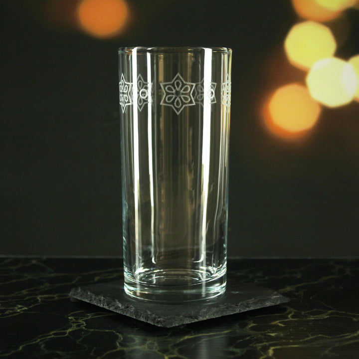 Engraved Stars Set of 4 Patterned Hiball 12oz Glasses