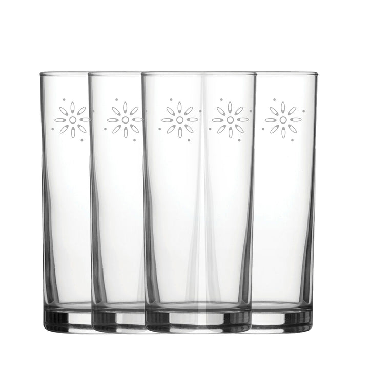 Engraved Fireworks Set of 4 Patterned Hiball 12oz Glasses Image 2