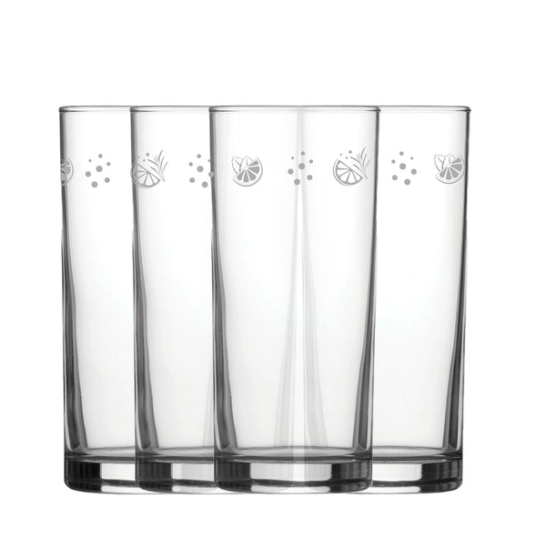 Engraved Lemons Set of 4 Patterned Hiball 12oz Glasses - part of the  collection