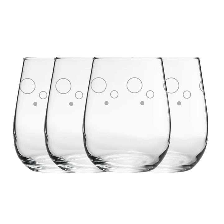 Engraved Circles Pattern Set of 4 Gaia Stemless Wine 12oz Glasses Image 2