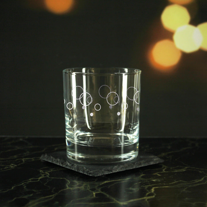 Engraved Circles Pattern Set of 4 Whiskey 11.5oz Glasses