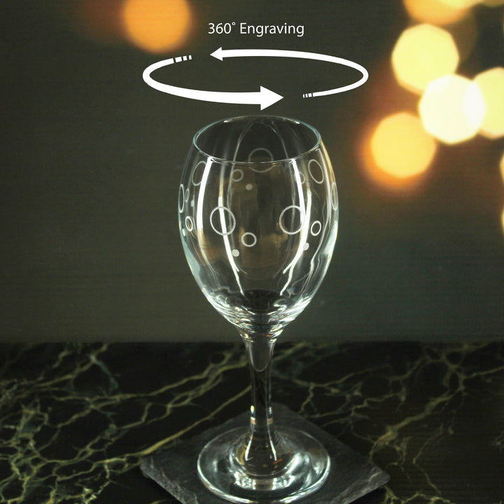 Engraved Circles Pattern Pure Wine Set of 4 11oz Glasses