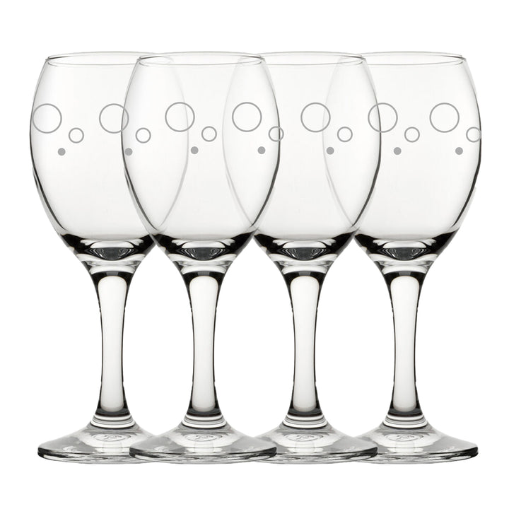 Engraved Circles Pattern Pure Wine Set of 4 11oz Glasses