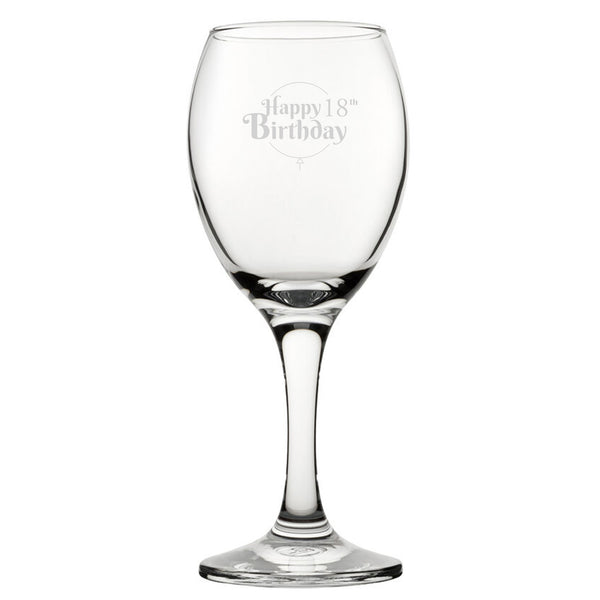 Happy 18th Birthday Balloon Design - Engraved Novelty Wine Glass Image 1