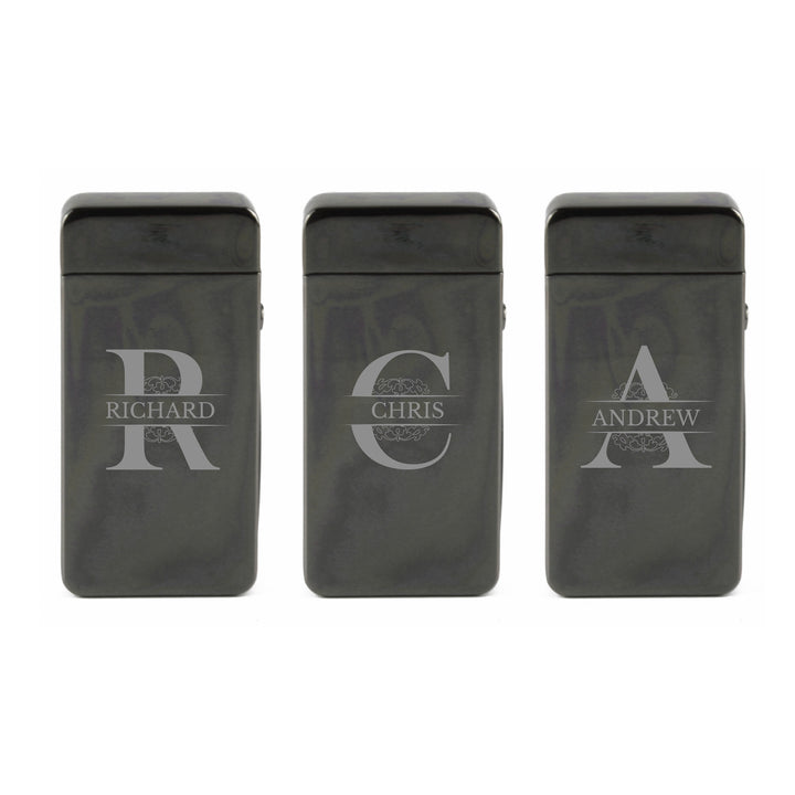 Engraved Electric Arc Lighter, Black, Any Letter, Gift Boxed Image 3
