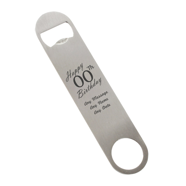 Engraved Large Steel Bar Blade Bottle Opener Happy Custom Number Birthday Image 2