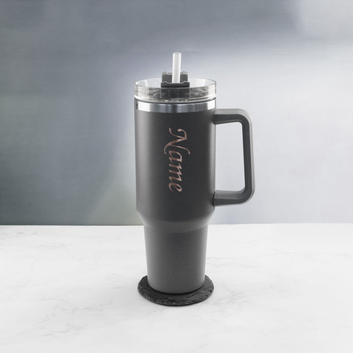 Engraved Extra Large Grey Travel Cup 40oz/1135ml, Any Name