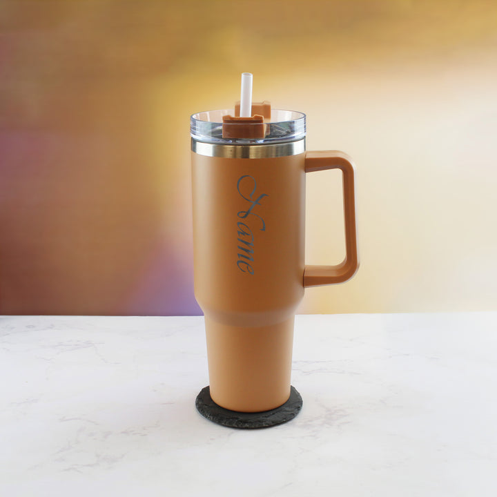 Engraved Extra Large Brown Travel Cup 40oz/1135ml, Any Name