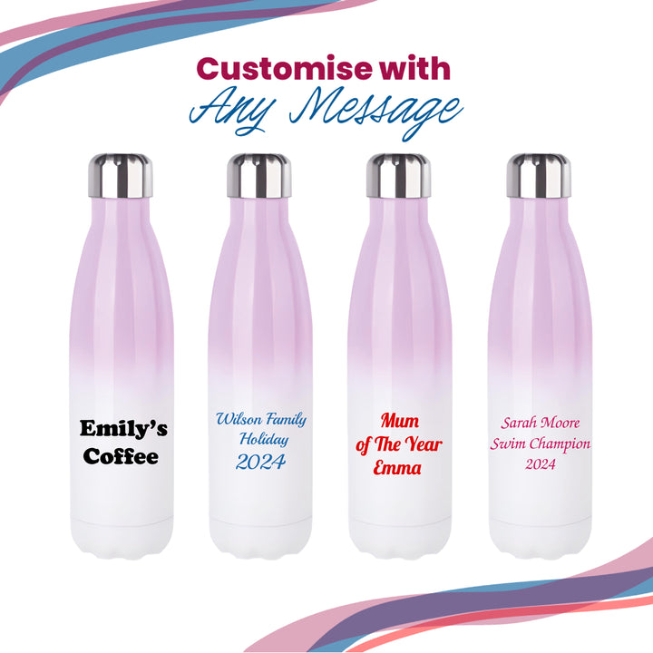 Printed Lilac Gradient Thermal Bottle, Any Message, Stainless Steel 500ml/17oz