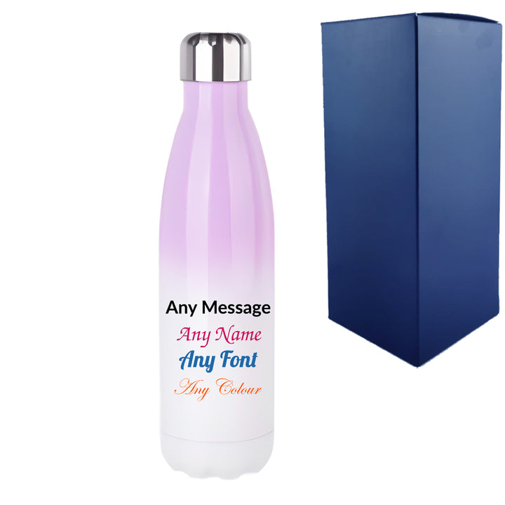 Printed Lilac Gradient Thermal Bottle, Any Message, Stainless Steel 500ml/17oz