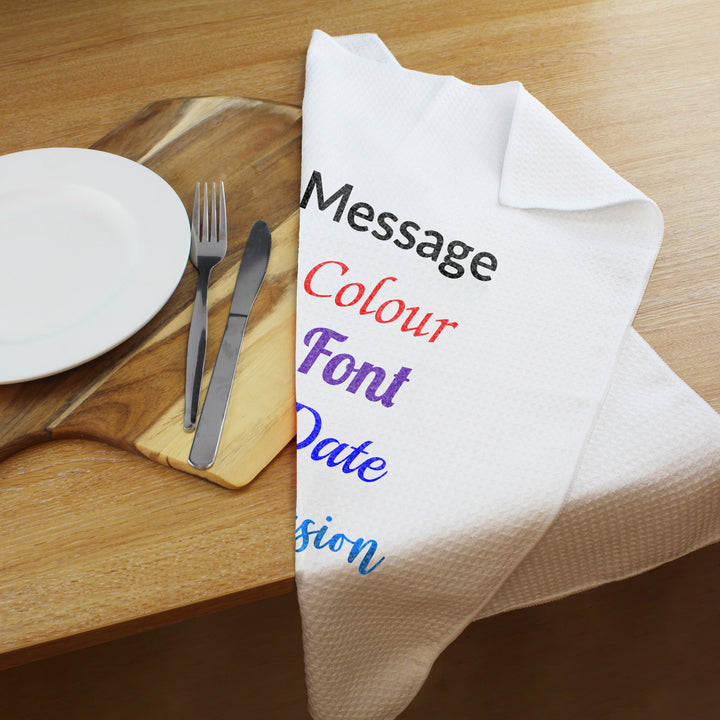 Printed Tea Towel, Any Message,Any Font, Any Colour, Microfibre, 40x60cm