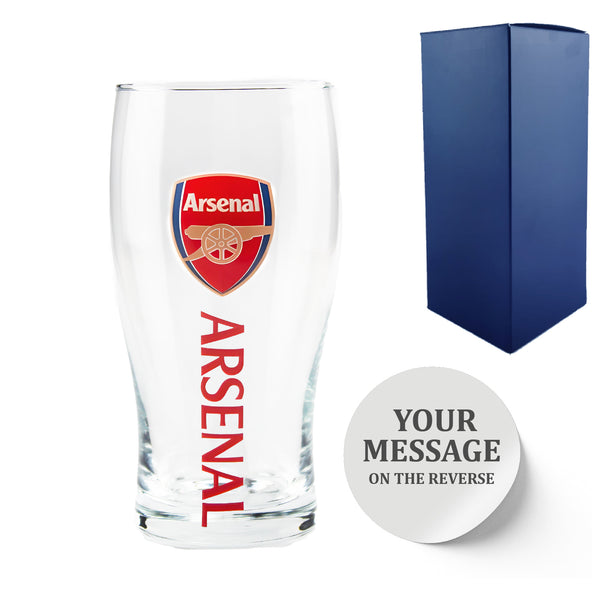 Engraved Arsenal 20oz Tulip Pint Glass, Gift Boxed - part of the Personalised Beer Pint Glasses And Tankards collection