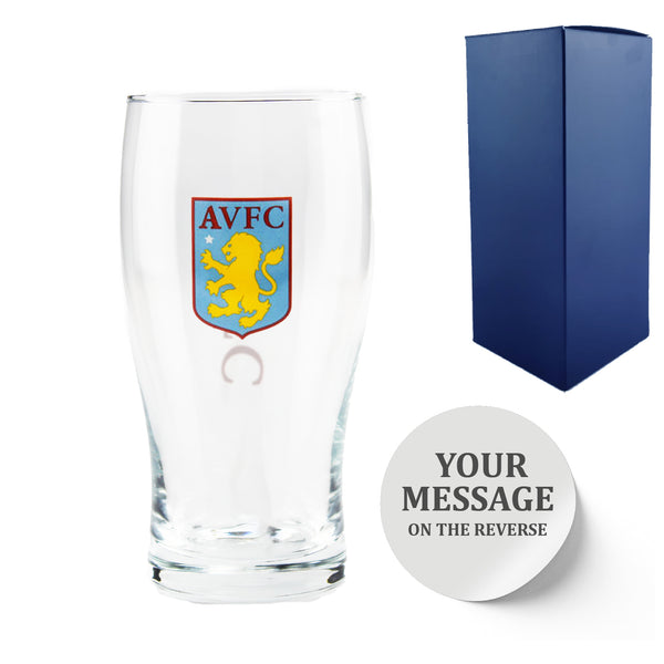 Engraved Aston Villa 20oz Tulip Pint Glass, Gift Boxed - part of the Personalised Beer Pint Glasses And Tankards collection