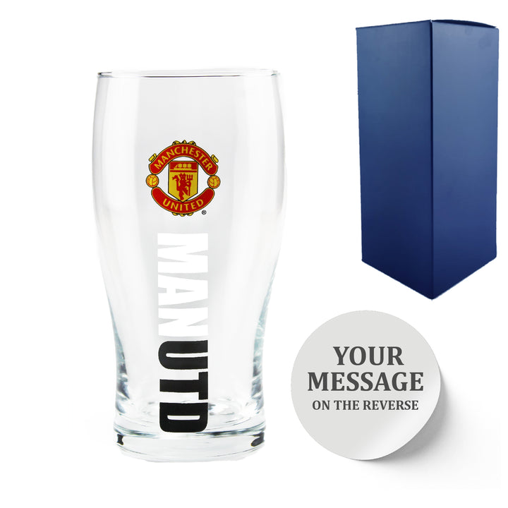 Engraved Manchester United 20oz Tulip Pint Glass, Gift Boxed Image 2