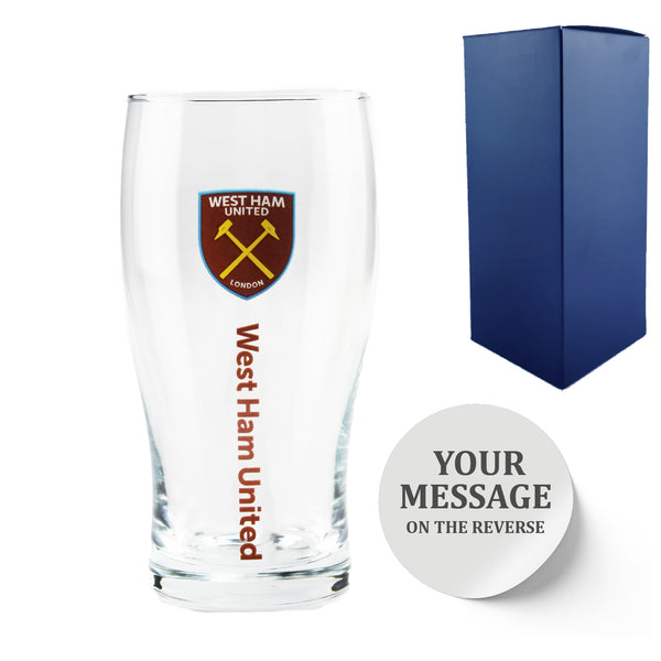 Engraved West Ham 20oz Tulip Pint Glass, Gift Boxed - part of the Personalised Beer Pint Glasses And Tankards collection