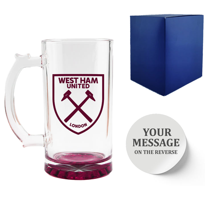 Engraved Official West Ham 20oz Beer Mug, Gift Boxed Image 2