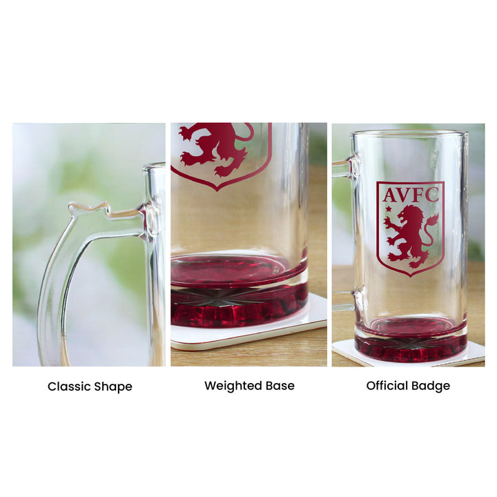 Engraved Official Aston Villa 20oz Beer Mug, Gift Boxed Image 7