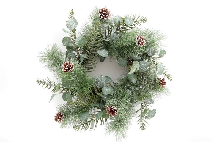 Christmas Eucalyptus and Icy Pinecone Wreath available to buy at www.giftsfinder.co.uk