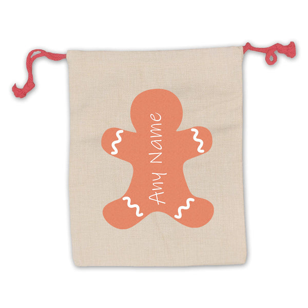 Christmas Presents Sack with Gingerbread Man Design - available to buy online at www.giftsfinder.co.uk