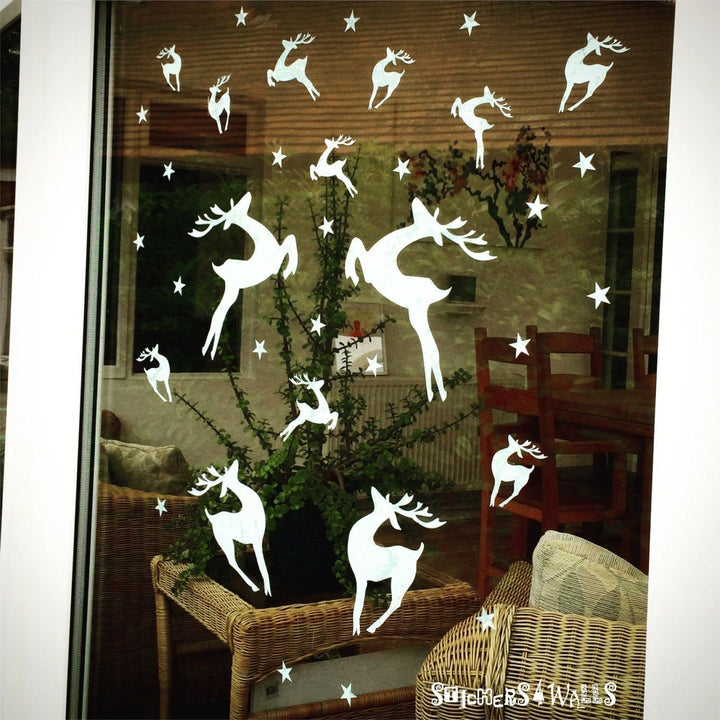 Christmas Reindeer Window Cling Stickers - Reusable available to buy at www.giftsfinder.co.uk