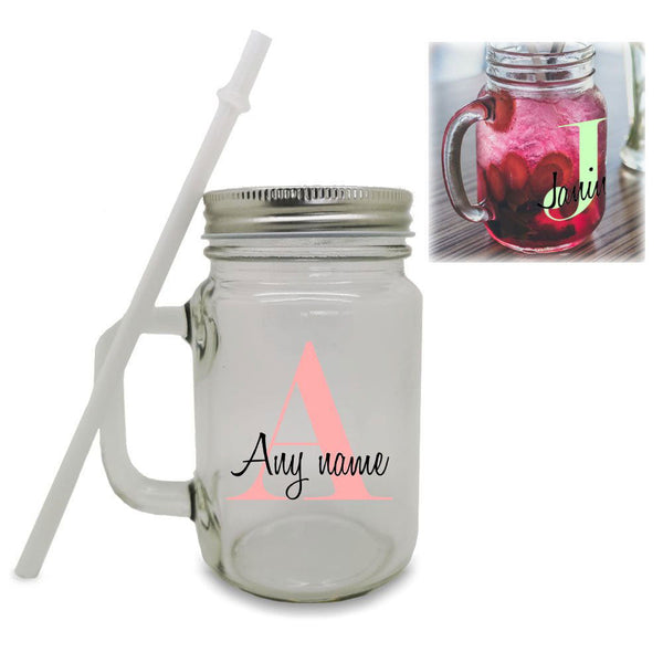 Colour Printed Mason Jar with Initial and Name Design () available to buy now at www.giftsfinder.co.uk