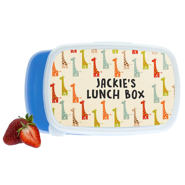 Colourful Giraffe Pattern Lunch Box (Personalised Children's Lunch Boxes) available to buy now at www.giftsfinder.co.uk