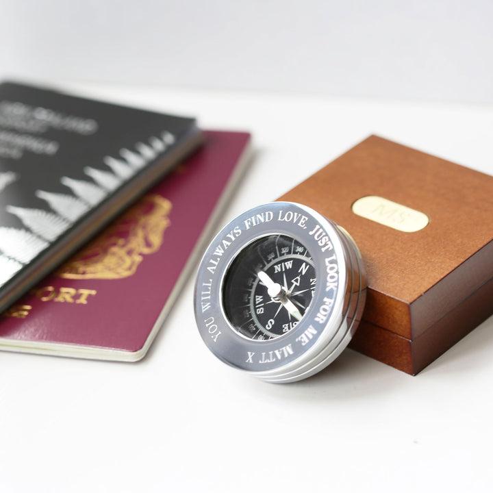 Compass Personalised With Timber Box - part of the Gifts Finder Personalised Compasses collection