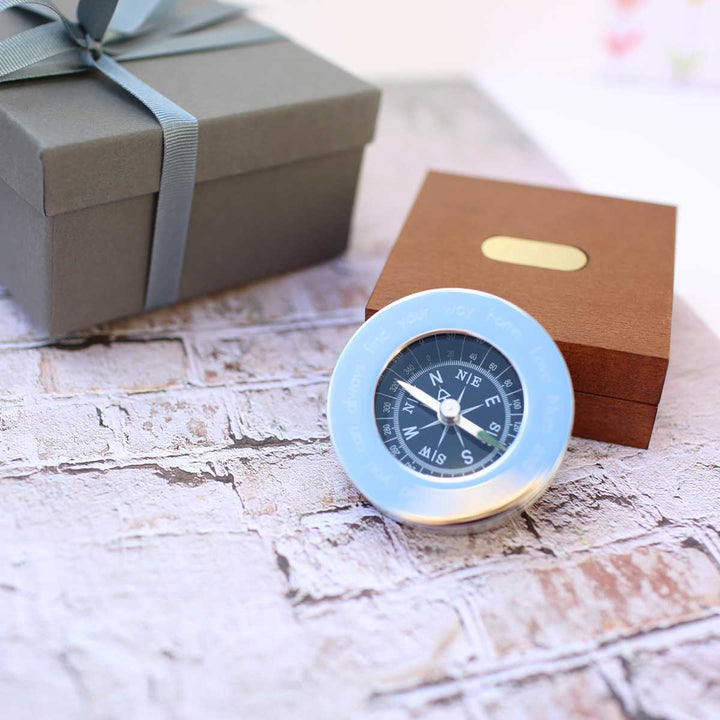 Compass Personalised With Timber Box - part of the Gifts Finder Personalised Compasses collection