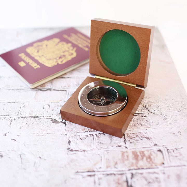 Compass Personalised With Timber Box - part of the Gifts Finder Personalised Compasses collection