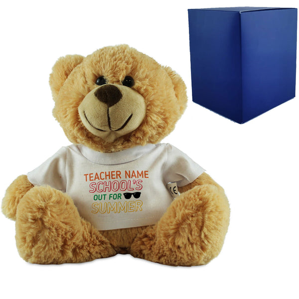 Cream Teddy Bear with School's Out For Summer Design T-Shirt - available to buy online at www.giftsfinder.co.uk