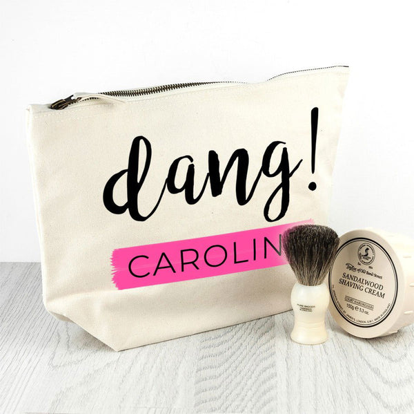 Dang Cream Wash Bag (Personalised Wash Bags) available to buy now at www.giftsfinder.co.uk