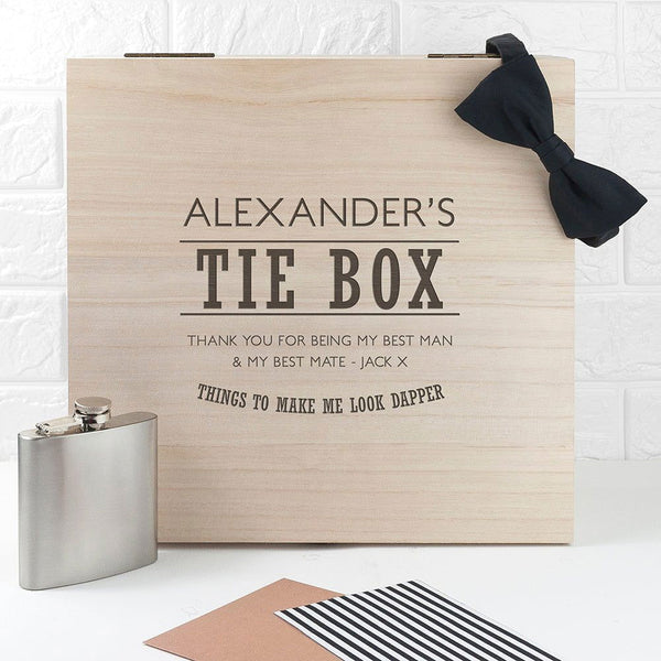 Dashing Gentleman's Tie & Accessory Wooden Box (Personalised Ornaments & Keepsakes) available to buy now at www.giftsfinder.co.uk