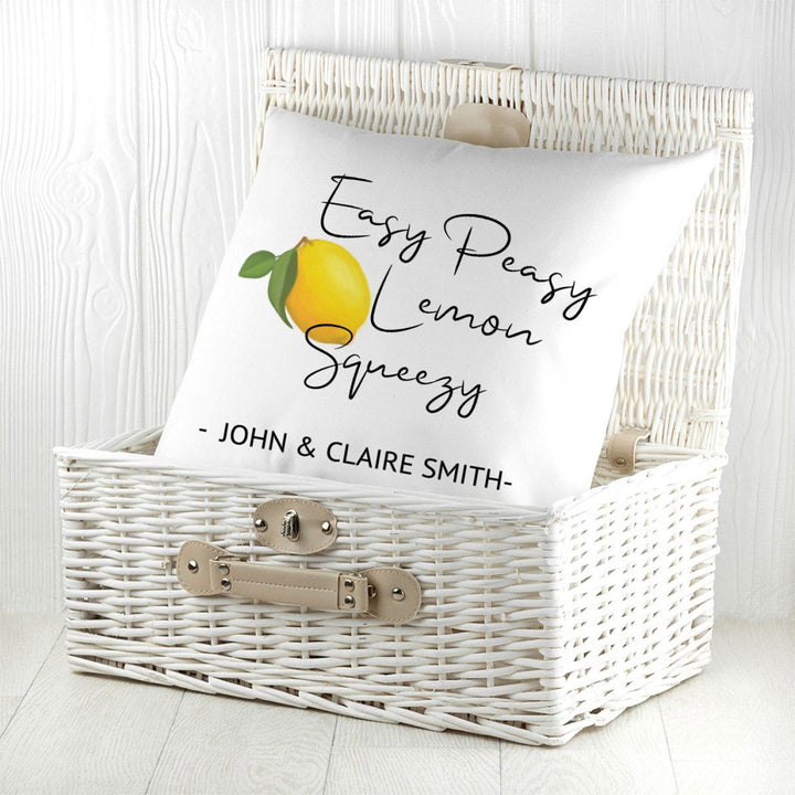 Easy Peasy Lemon Squeezy Cushion Cover (Personalised Cushion Covers) available to buy now at www.giftsfinder.co.uk