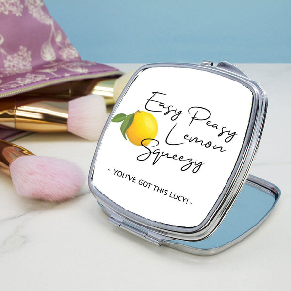 Buy Easy Peasy Lemon Squeezy Square Compact Mirror at www.giftsfinder.co.uk