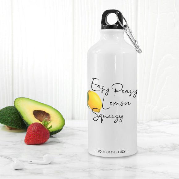 Easy Peasy Lemon Squeezy White Water Bottle (Personalised Water Bottles) available to buy now at www.giftsfinder.co.uk