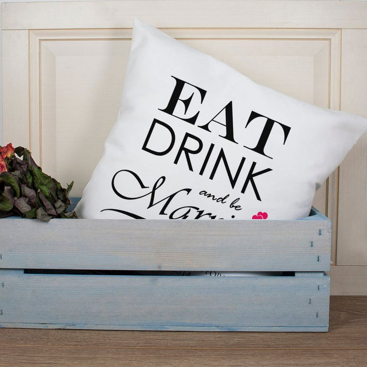 Eat Drink and be Married Couple Cushion Cover () available to buy now at www.giftsfinder.co.uk