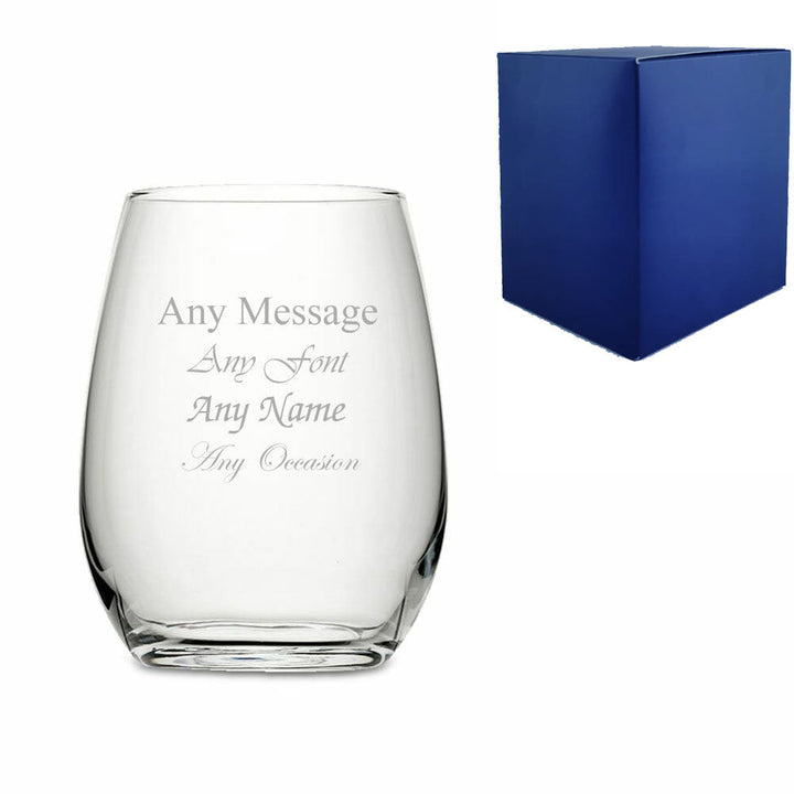 Engraved 15.5oz Stemless White Wine Glass - available to buy online at www.giftsfinder.co.uk