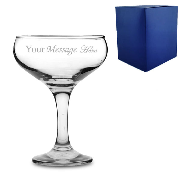 Engraved 200ml Vintage Champagne Saucer With Gift Box - available to buy online at www.giftsfinder.co.uk