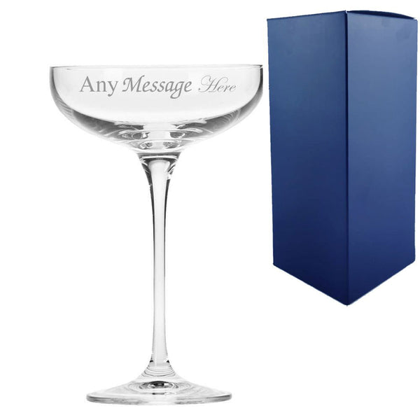 Engraved 240ml Infinity Champagne Saucer With Gift Box () available to buy now at www.giftsfinder.co.uk