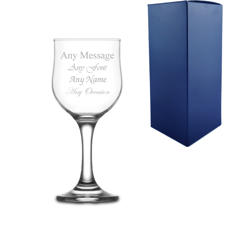 Engraved 240ml Nevakar Wine Glass With Gift Box - available to buy online at www.giftsfinder.co.uk