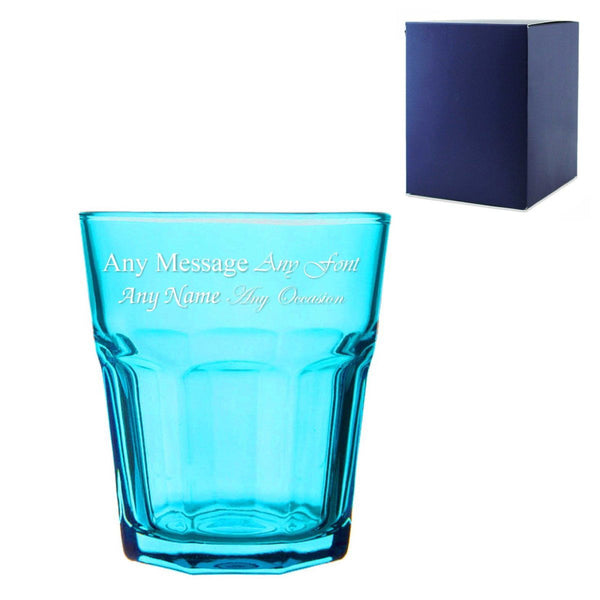 Engraved 305ml Blue Coloured Water Glass with Gift Box () available to buy now at www.giftsfinder.co.uk