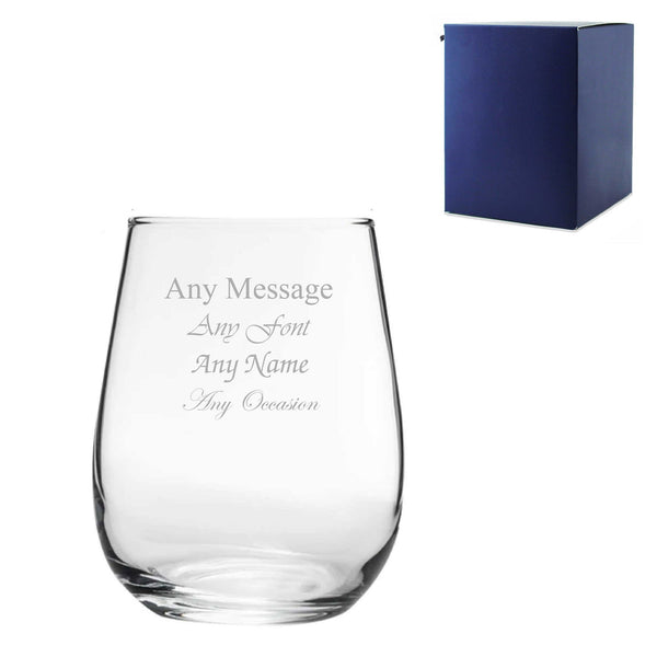 Engraved 360ml Corto Stemless Wine Glass with Gift Box (Stemware) available to buy now at www.giftsfinder.co.uk