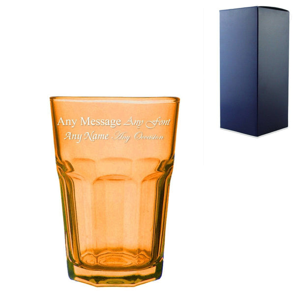 Engraved 365ml Orange Coloured Highball Glass with Gift Box () available to buy now at www.giftsfinder.co.uk