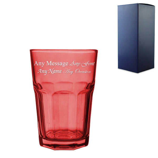 Engraved 365ml Red Coloured Highball Glass with Gift Box () available to buy now at www.giftsfinder.co.uk