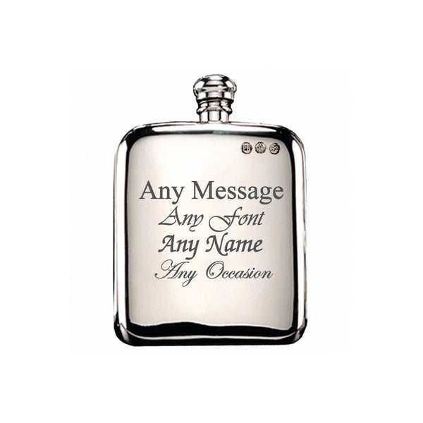 Engraved 4Oz Pewter Hip Flask 