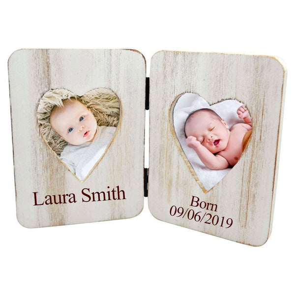 Engraved 4x6 Double White Wood Picture Frame () available to buy now at www.giftsfinder.co.uk